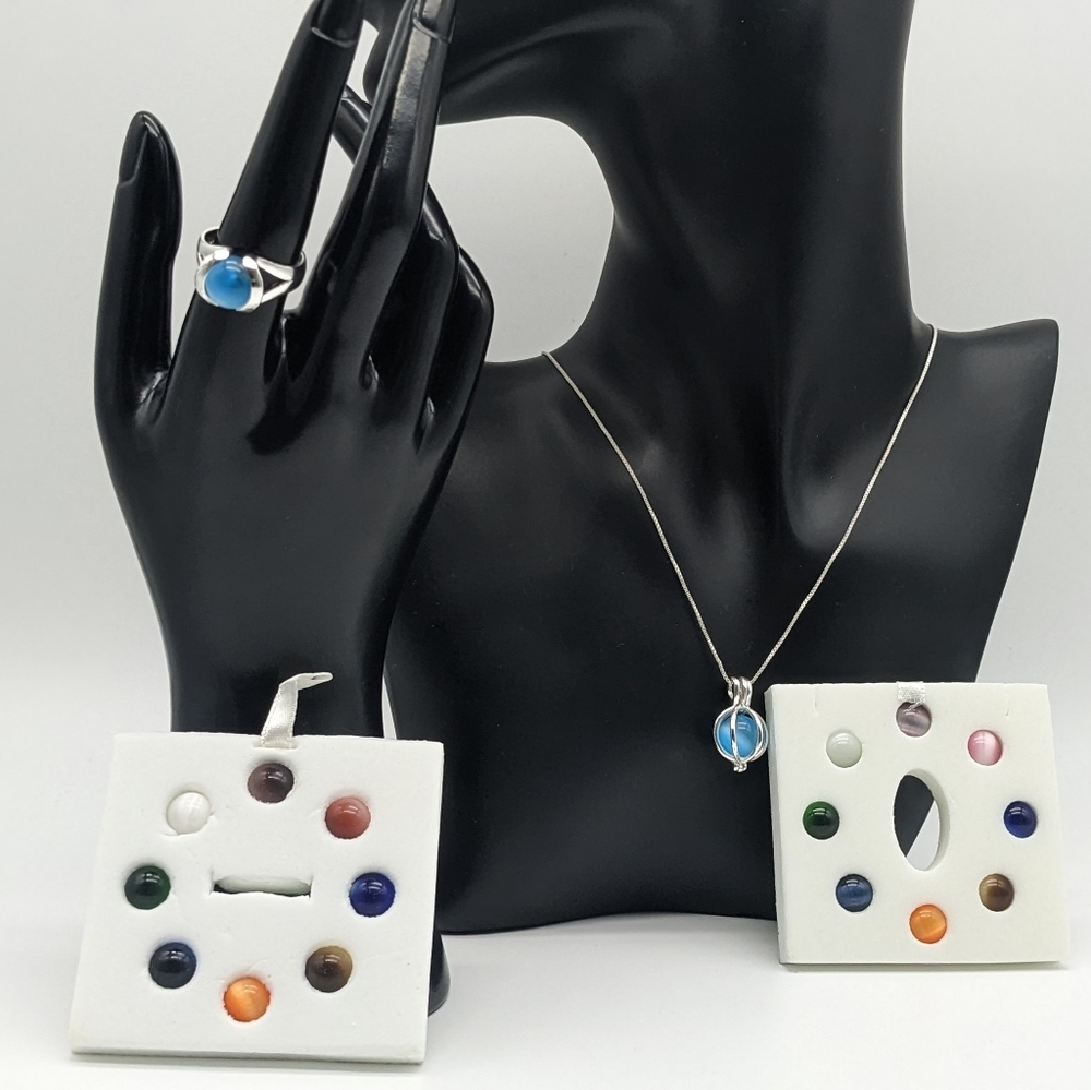 Sterling Silver "Colors of Life" Set Ring and necklace.